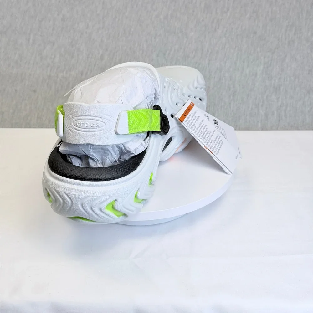 Crocs Echo II Clog Moon Burst White Lm Green Orange Mens 10 Womens 12 212810-1BB